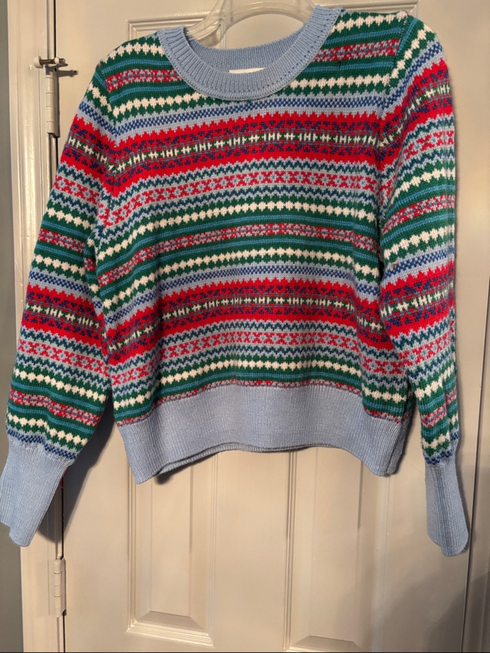 Light Blue Fair Isle Crewneck Sweater
